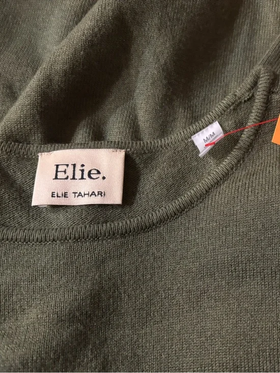 Ellie Tahari Cashmere Blend Olive Long Sleeve Top - Picture 3 of 4